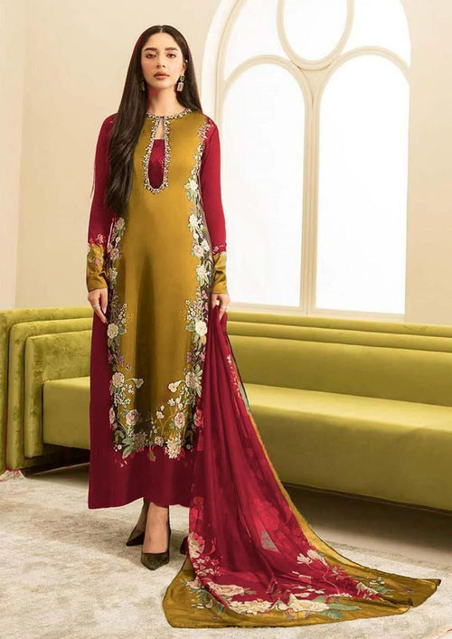 shamooz silk printed unstitched 3pc